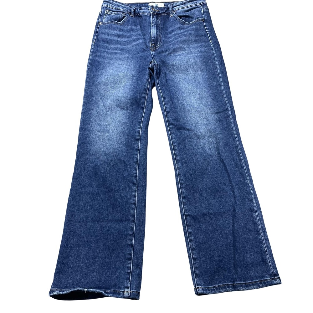 Risen Jeans Womens 13/31 Blue Medium Wash High Rise Straight Distressed RDP5580